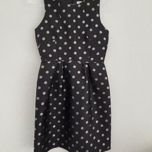 J crew Black Silver Shimmer  Polkadot Midi Dress size 2